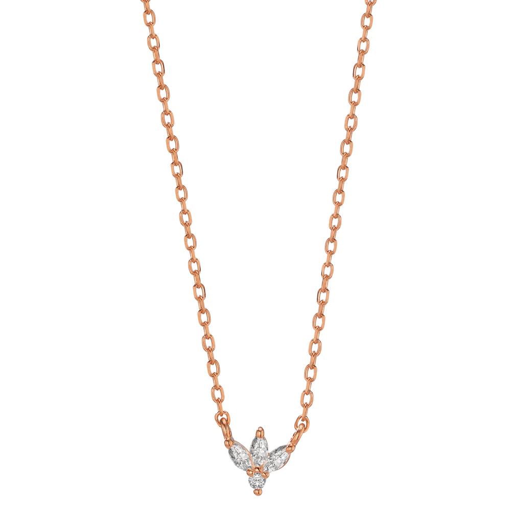 Collier Sølv Zirconia 4 Sten rose forgyldt 38-42 cm