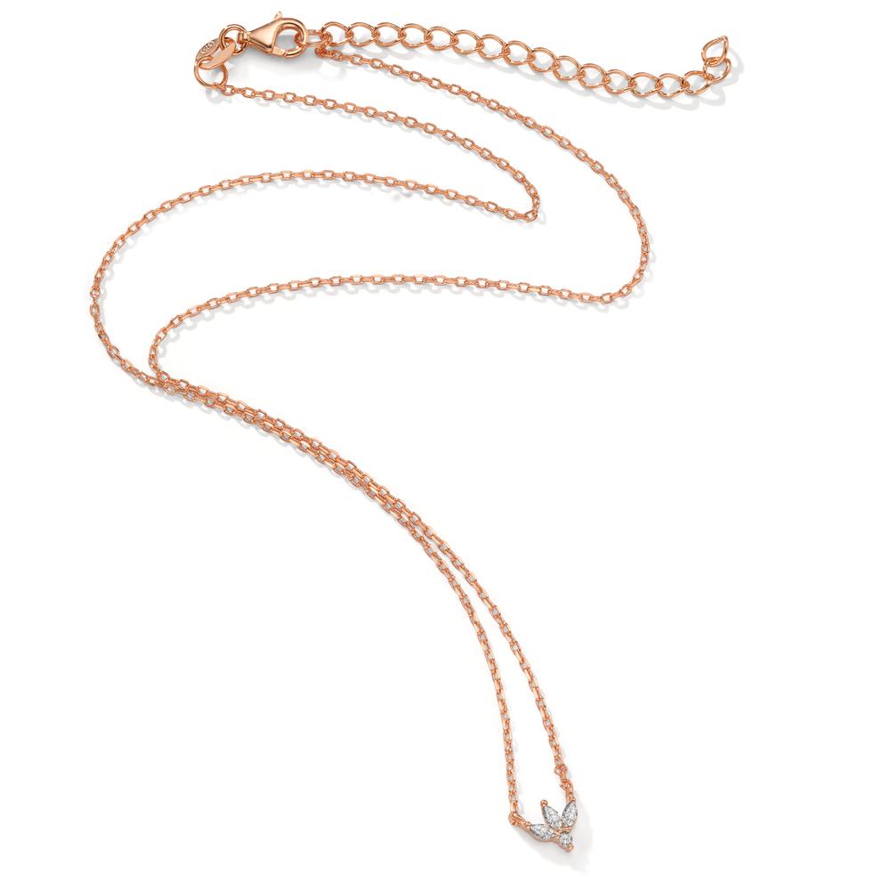 Collier Sølv Zirconia 4 Sten rose forgyldt 38-42 cm