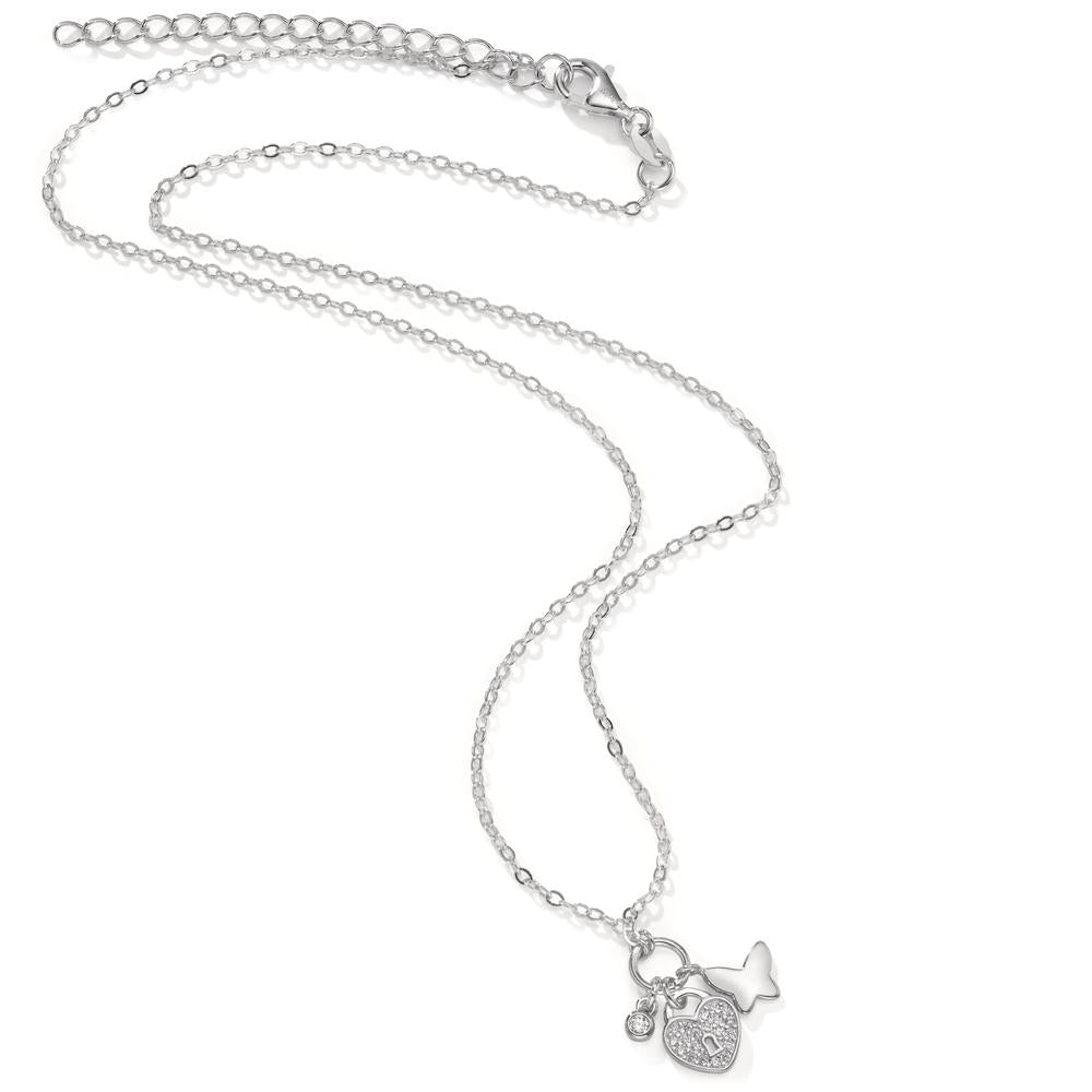 Collier Sølv Zirconia rhodineret Hjerte 40-45 cm