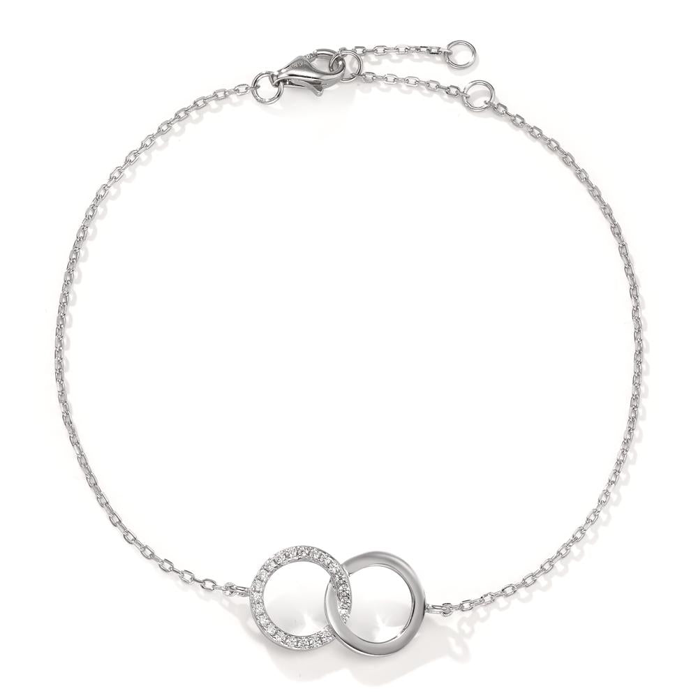 Armbånd Sølv Zirconia rhodineret 17-20 cm