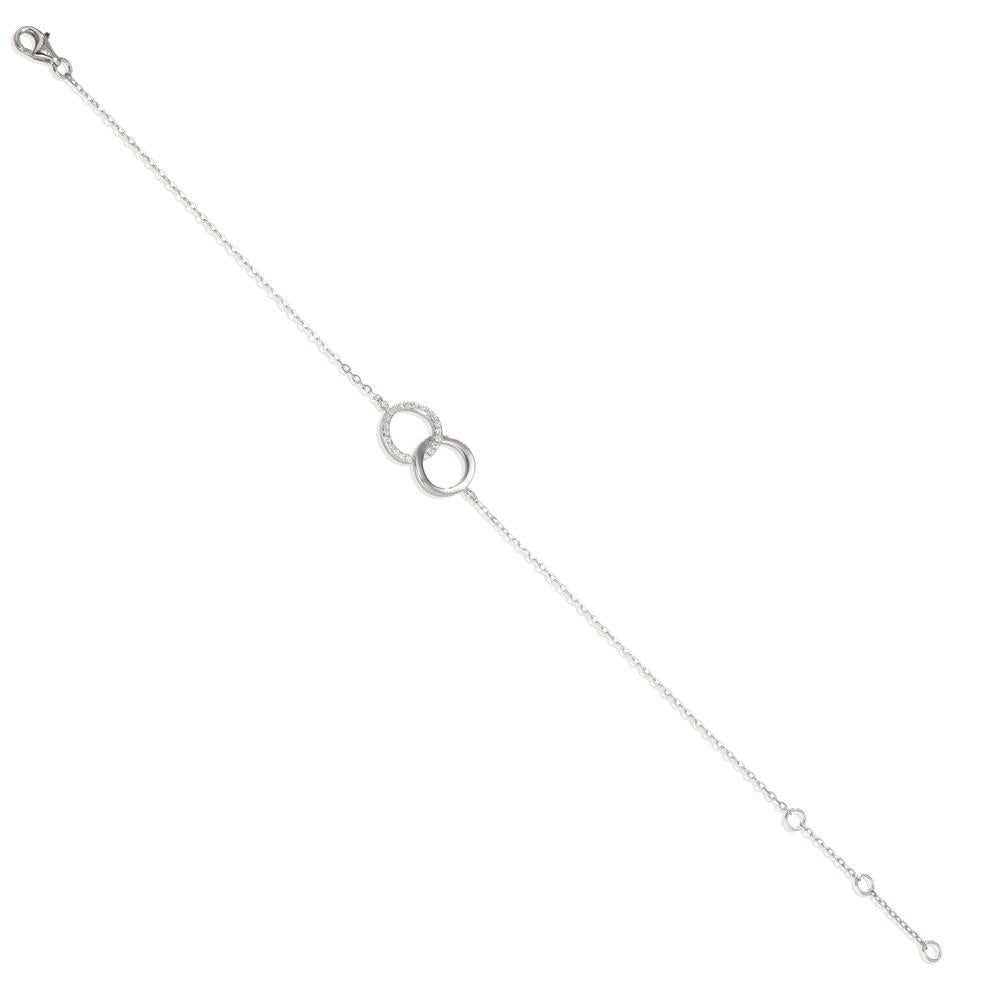 Armbånd Sølv Zirconia rhodineret 17-20 cm