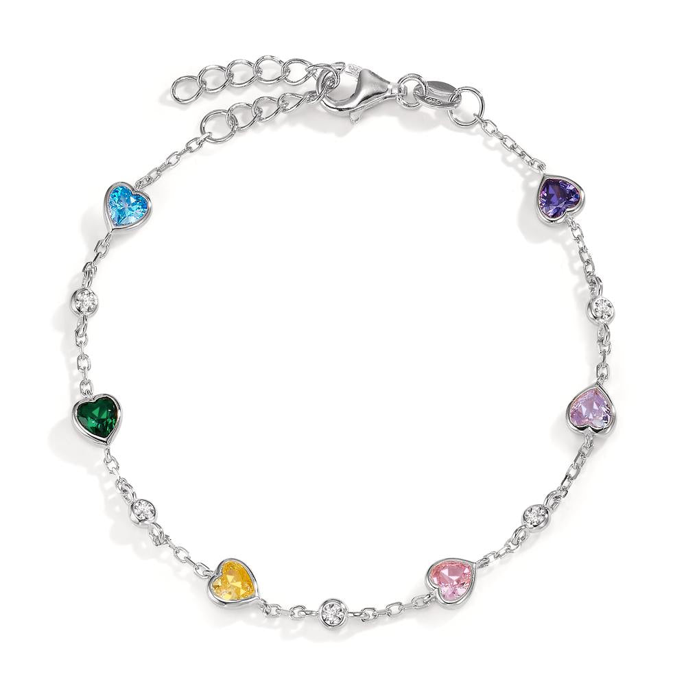 Armbånd Sølv Zirconia farverig , 11 Sten rhodineret 16-19 cm