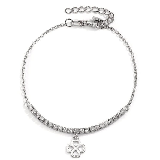 Armbånd Sølv Zirconia 21 Sten rhodineret Shamrock 16-19 cm