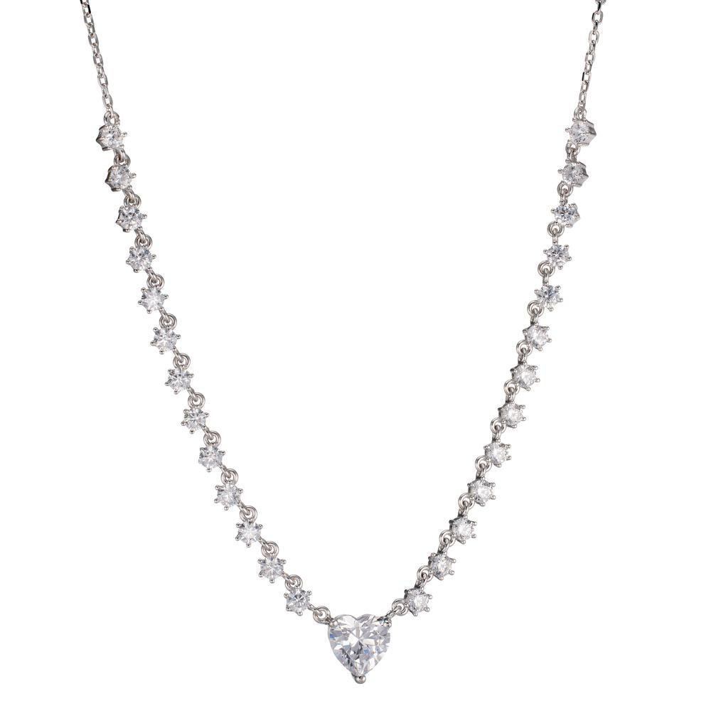 Collier Sølv Zirconia rhodineret Hjerte 36-41 cm