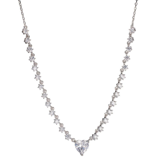 Collier Sølv Zirconia rhodineret Hjerte 36-41 cm