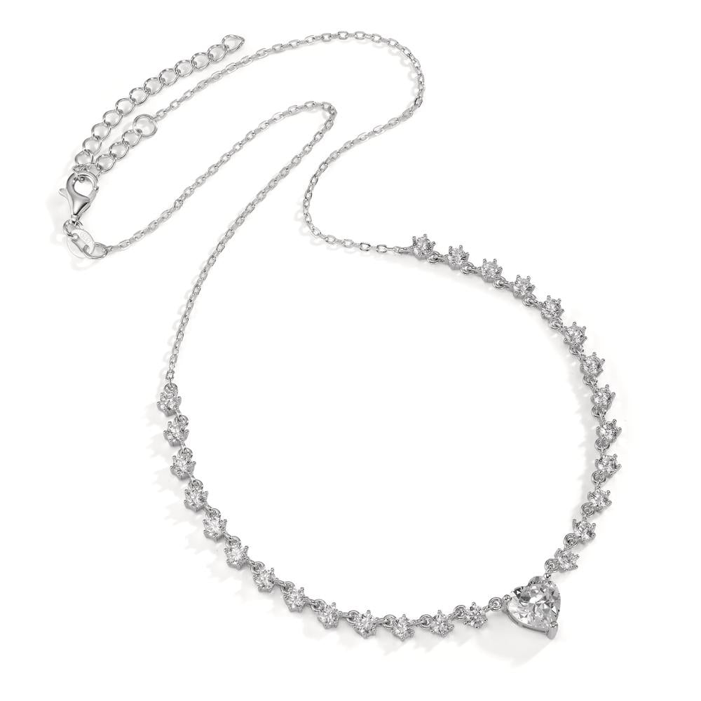 Collier Sølv Zirconia rhodineret Hjerte 36-41 cm