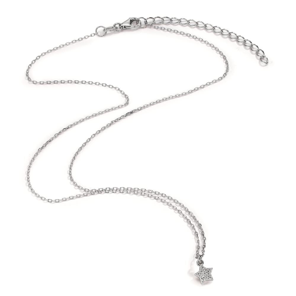 Collier Sølv Zirconia rhodineret stjerne 39-44 cm