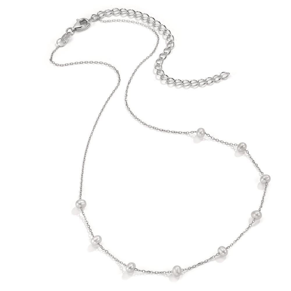 Collier Sølv Zirconia rhodineret Ferskvands kulturperle 34-42 cm