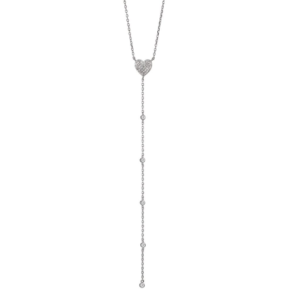 Collier Sølv Zirconia rhodineret Hjerte 41-46 cm