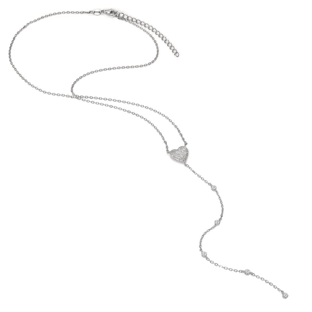 Collier Sølv Zirconia rhodineret Hjerte 41-46 cm