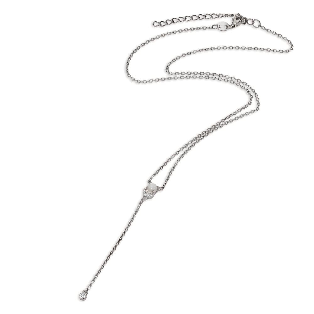 Collier Sølv Zirconia, Kvarts hvid rhodineret 39-44 cm