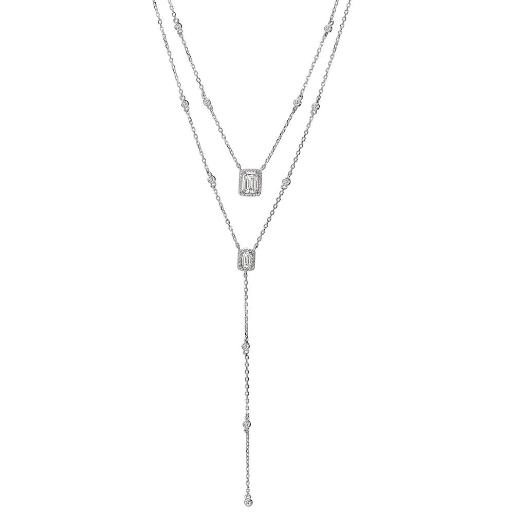 Collier Sølv Zirconia rhodineret 39-44 cm