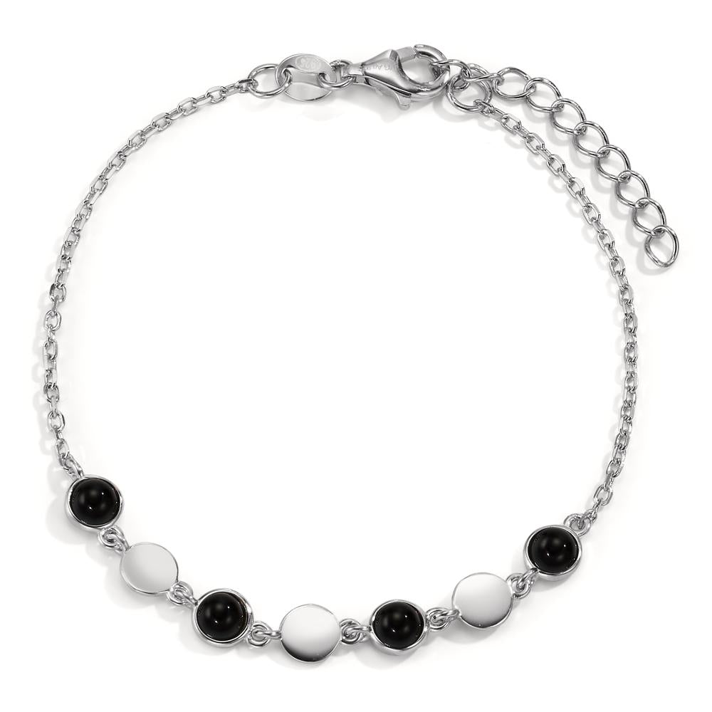 Armbånd Sølv Onyx 4 Sten rhodineret 16-19 cm