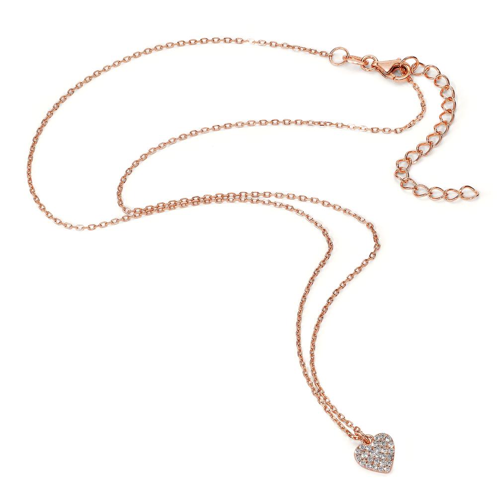 Collier Sølv Zirconia rose forgyldt Hjerte 39-44 cm