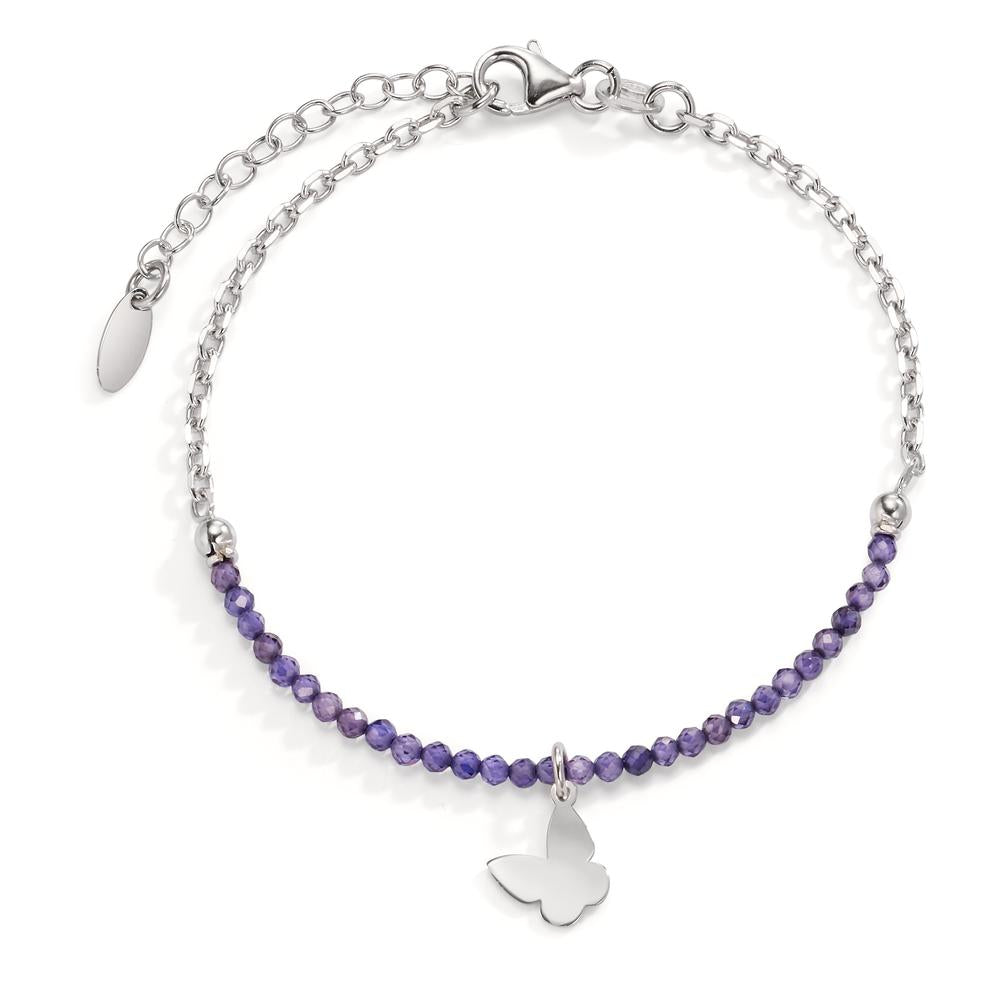 Armbånd Sølv Krystal violet rhodineret sommerfugl 17-20 cm