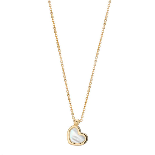 Collier 585/14K guld Perlemor Hjerte 39-42 cm