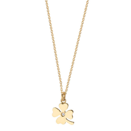 Collier 585/14K guld Zirconia Shamrock 39-42 cm