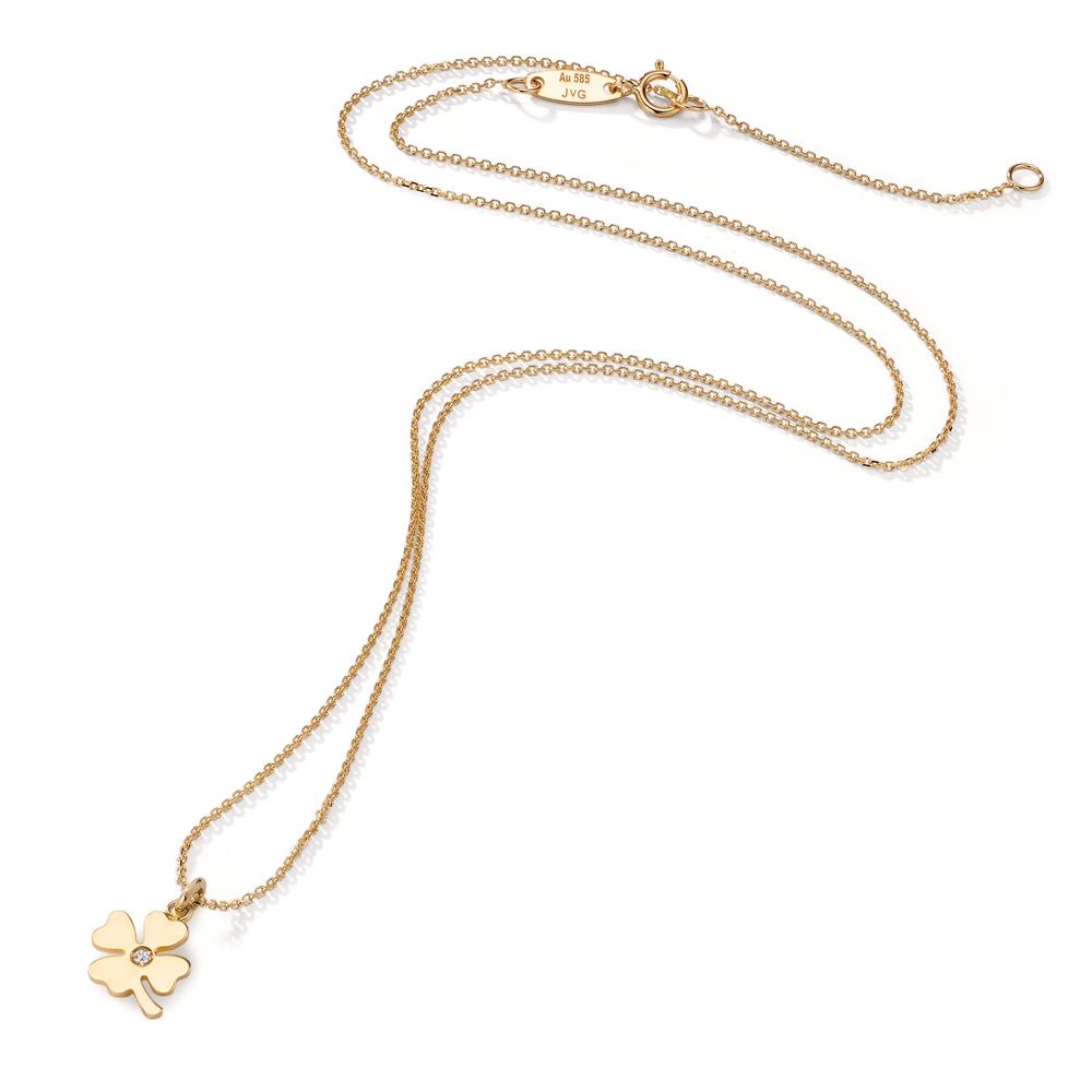 Collier 585/14K guld Zirconia Shamrock 39-42 cm