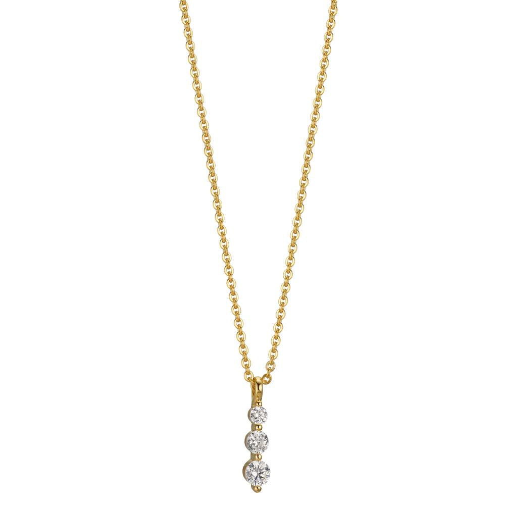 Collier 375/9K guld Zirconia 3 Sten 42 cm