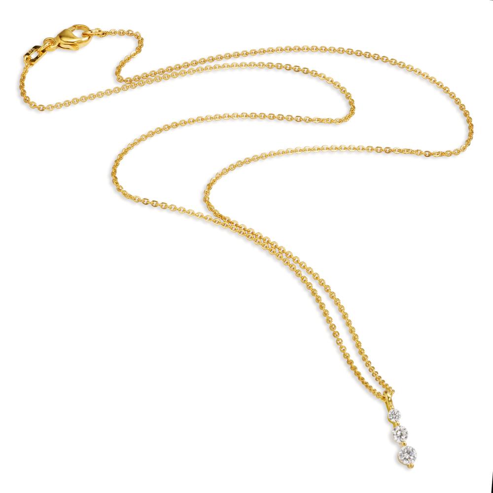 Collier 375/9K guld Zirconia 3 Sten 42 cm