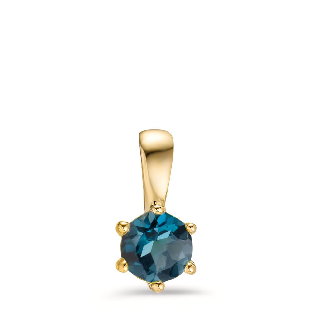 Vedhæng 375/9K guld London Blue Topaz Ø5.5 mm