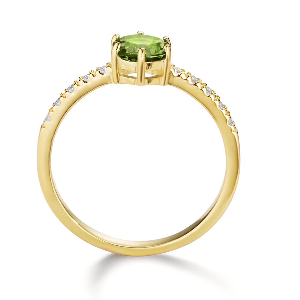 Fingerring 375/9K guld Peridot, Zirconia 10 Sten