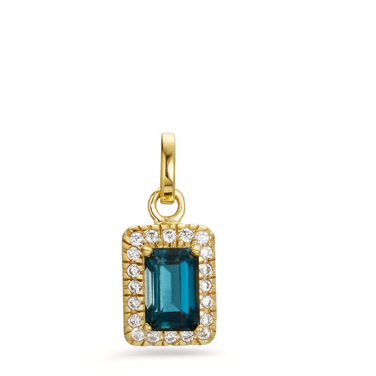 Vedhæng 375/9K guld London Blue Topaz, Zirconia 20 Sten