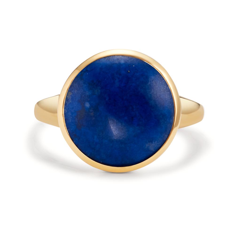 Fingerring Sølv Lapis lazuli gul forgyldt