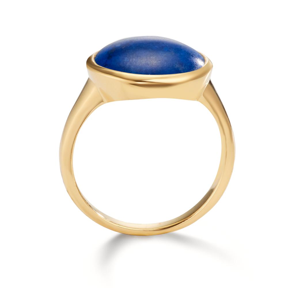 Fingerring Sølv Lapis lazuli gul forgyldt