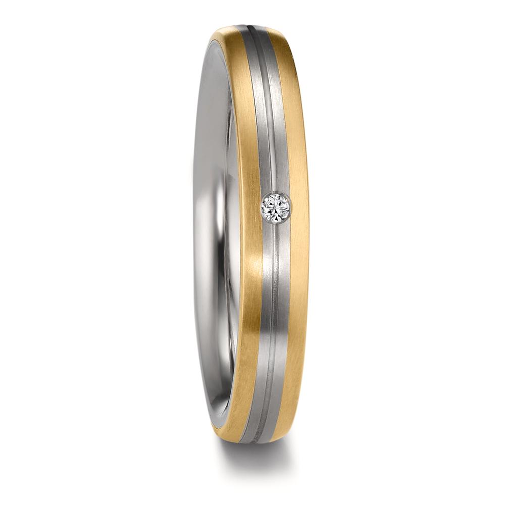 Partnerringe Zirkonium, 750/18K guld Diamant 0.02 ct, w-si