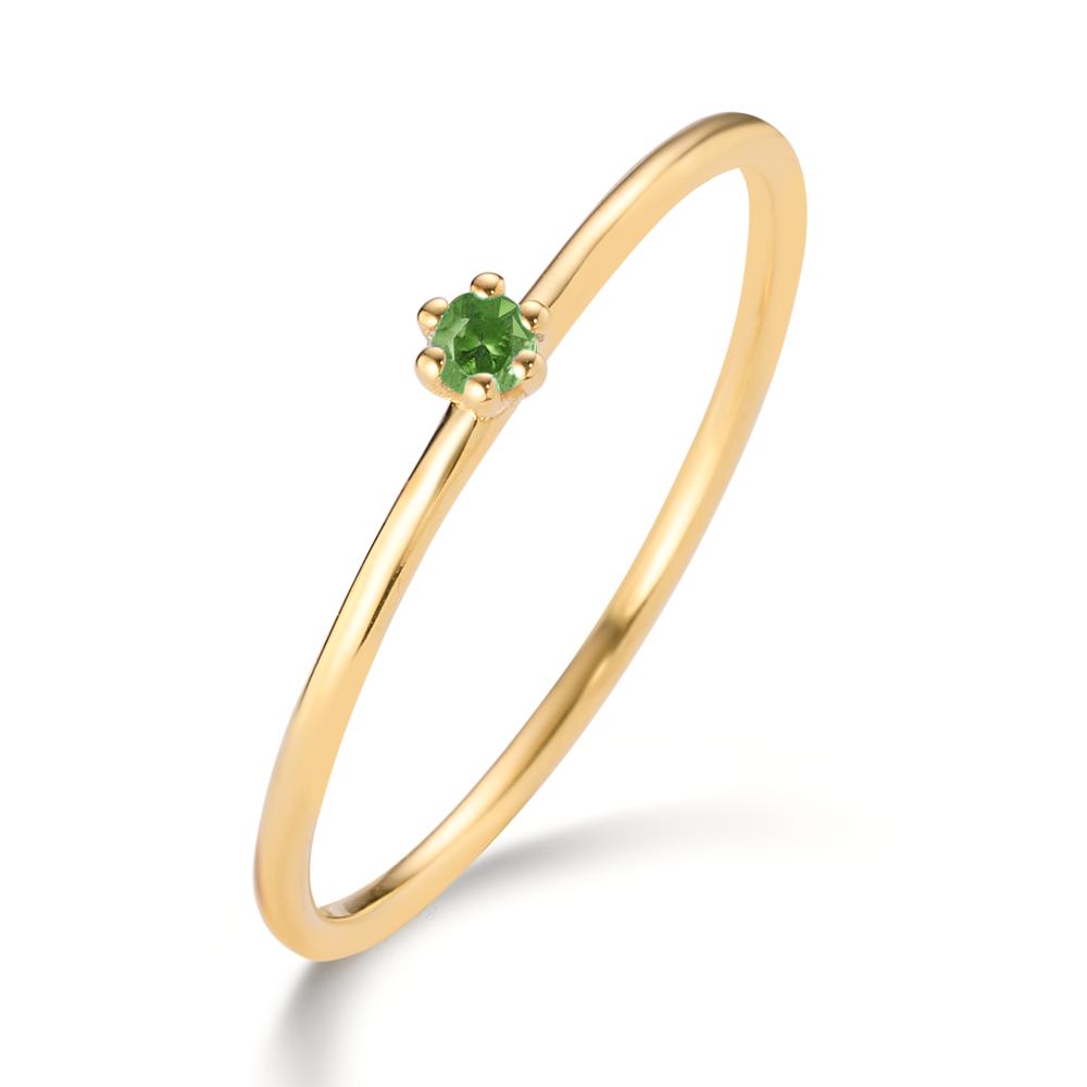 Solitaire ring 585/14K guld Granat grøn , 0.04 ct