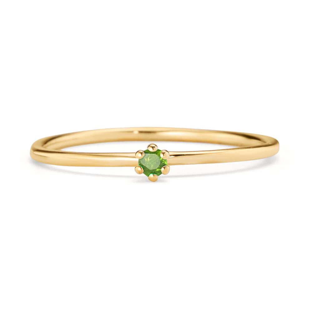 Solitaire ring 585/14K guld Granat grøn , 0.04 ct