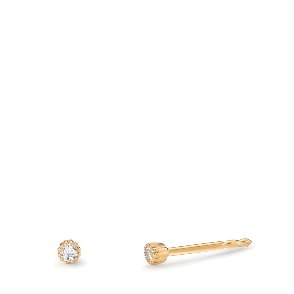 Ørestikker 585/14K guld Diamant 0.05 ct, 2 Sten , w-si Ø2.5 mm