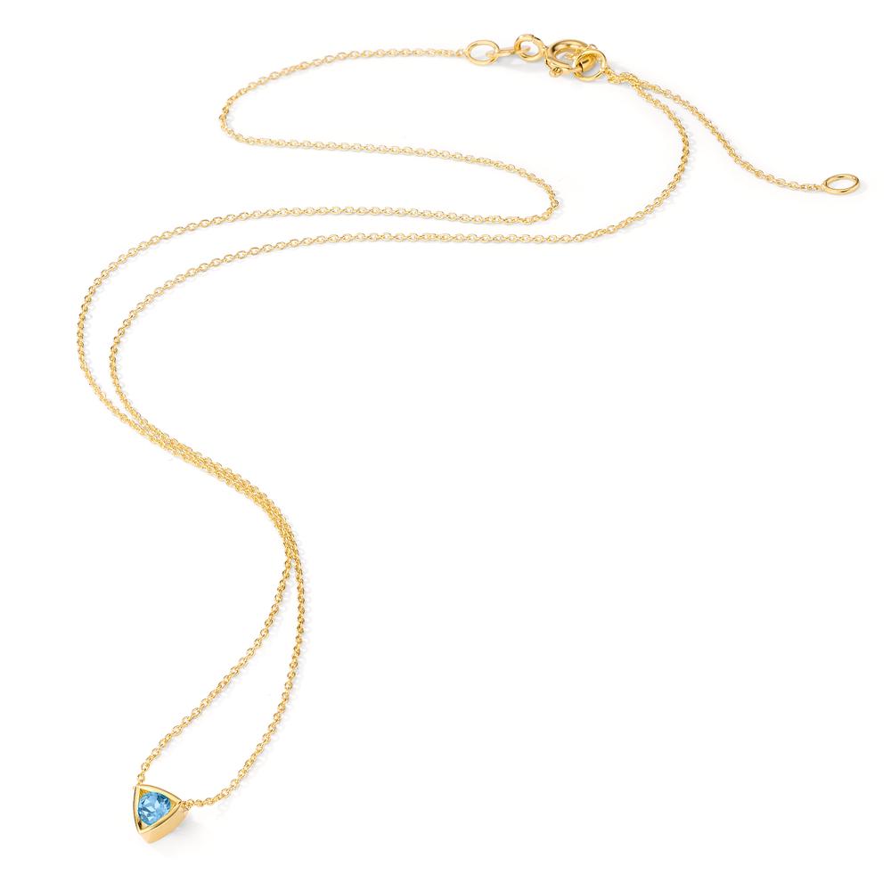 Collier 585/14K guld Topas blå , 0.14 ct 39-42 cm