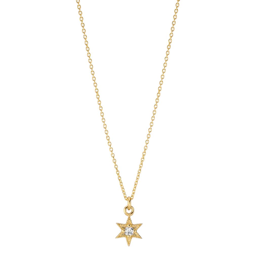 Collier 585/14K guld Diamant 0.034 ct, w-si stjerne 39-42 cm