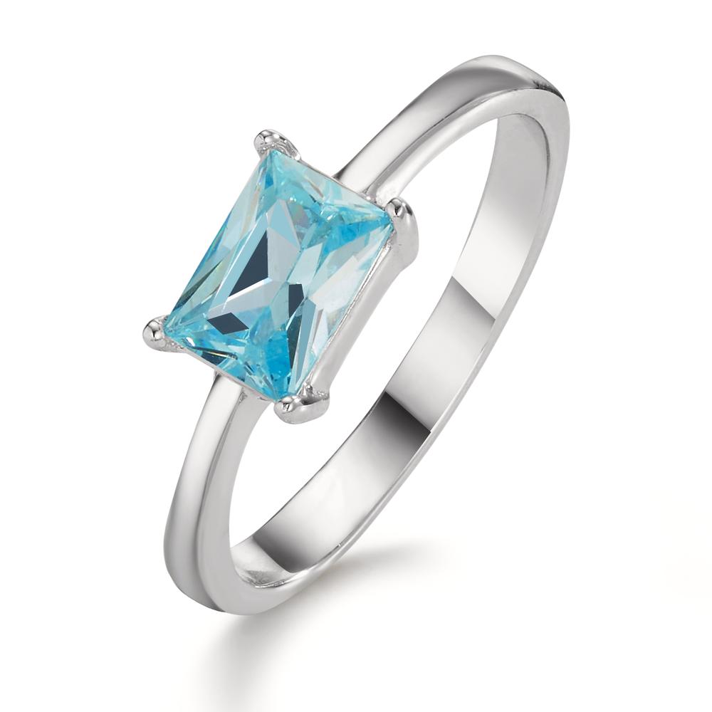 Ringe Sølv Zirconia aqua rhodineret