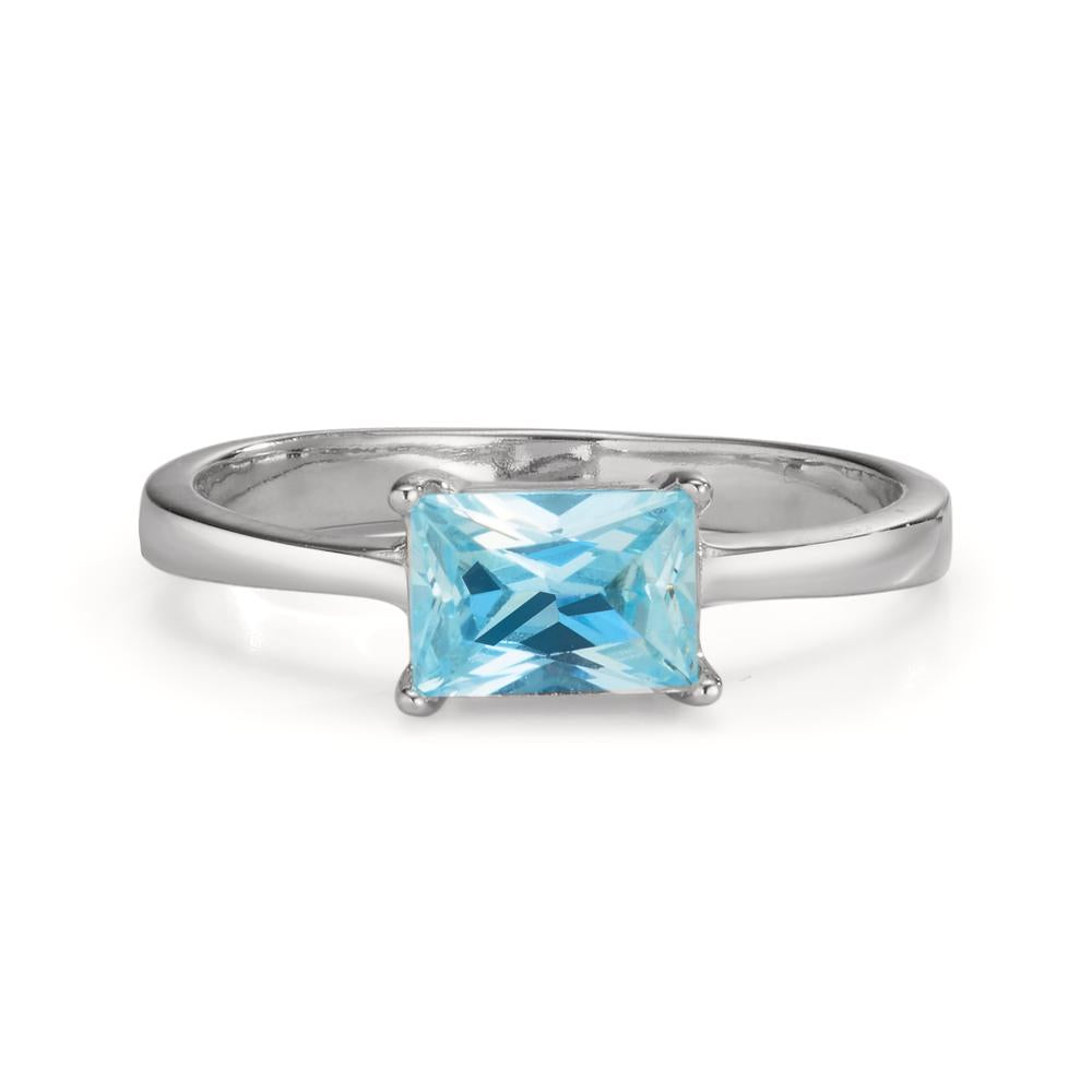 Ringe Sølv Zirconia aqua rhodineret