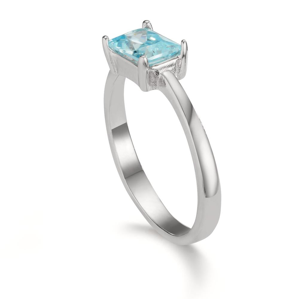 Ringe Sølv Zirconia aqua rhodineret