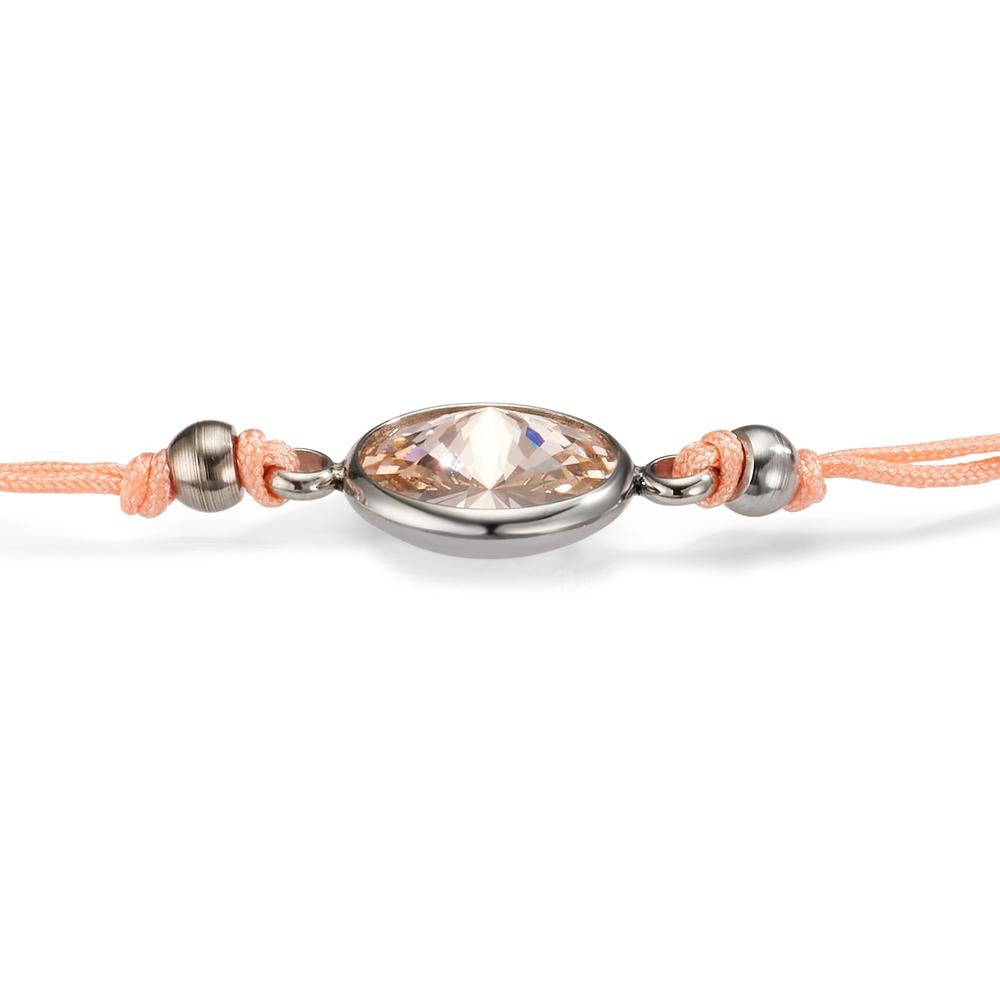 Armbånd Rustfrit stål, Tekstil Zirconia abrikos 14-21 cm