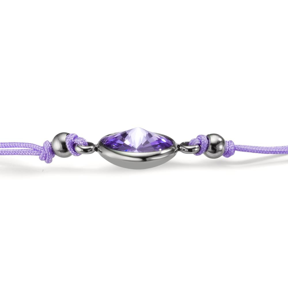 Armbånd Rustfrit stål, Tekstil Zirconia lilla 14-21 cm