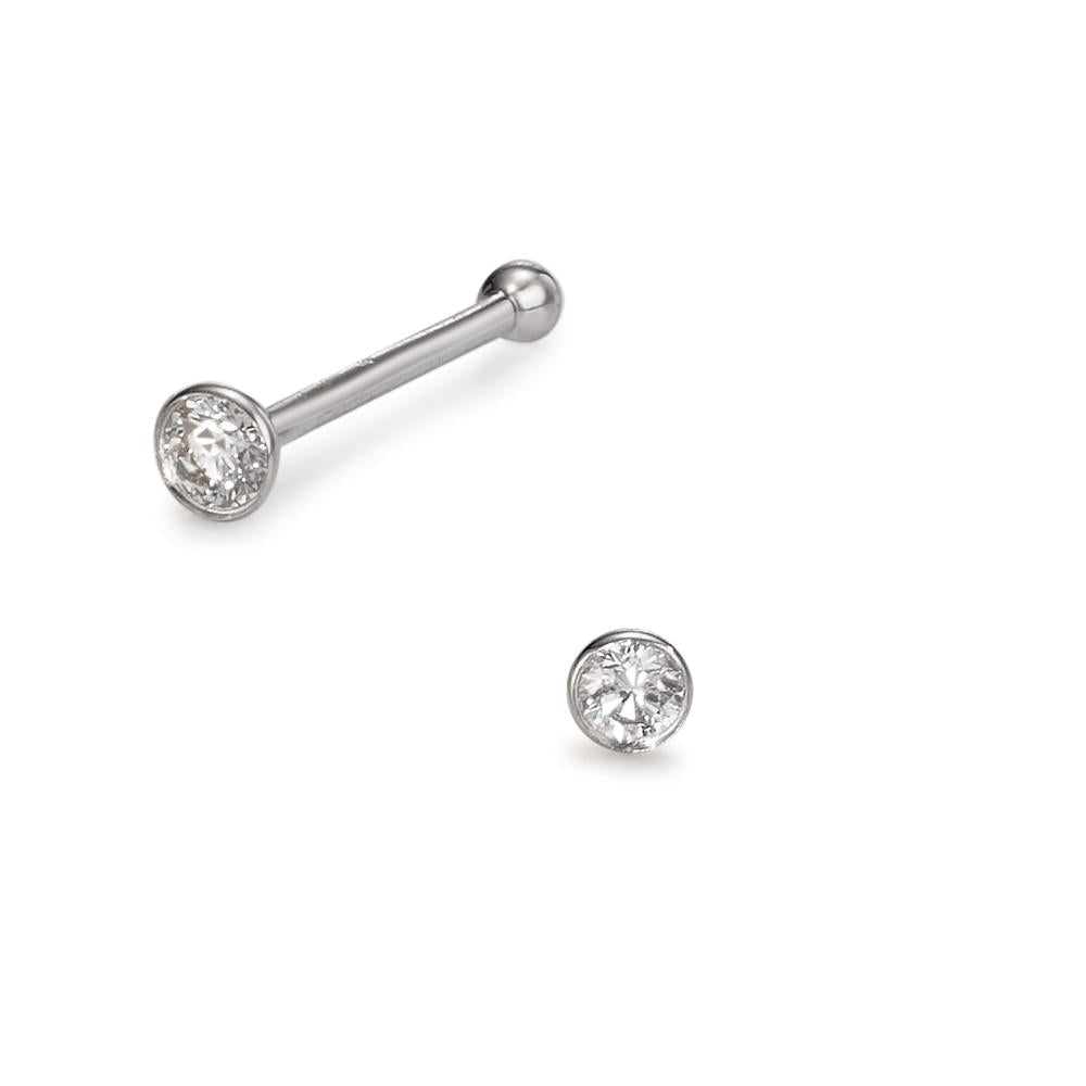 Næsestav 750/18K hvidguld Diamant 0.035 ct, w-si Ø2.5 mm