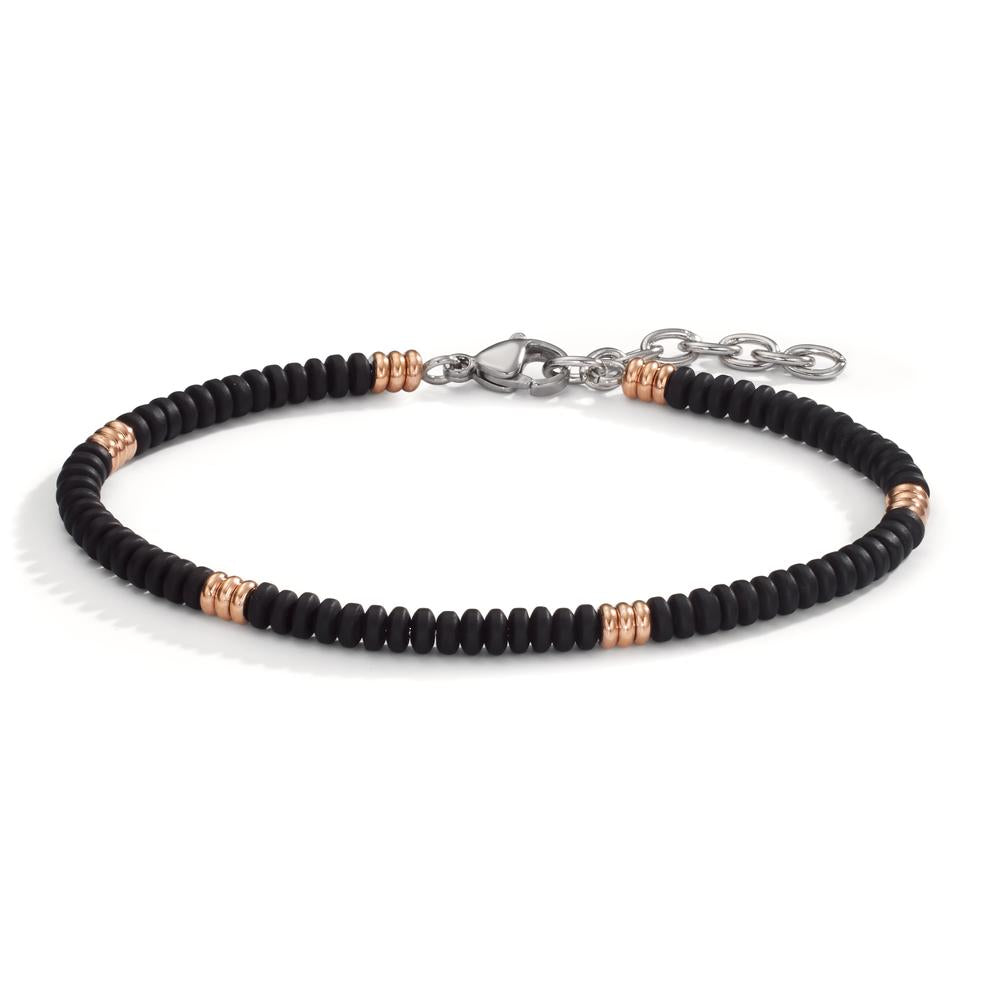 Armbånd Rustfrit stål Onyx rose IP belagt 19-22 cm Ø4 mm