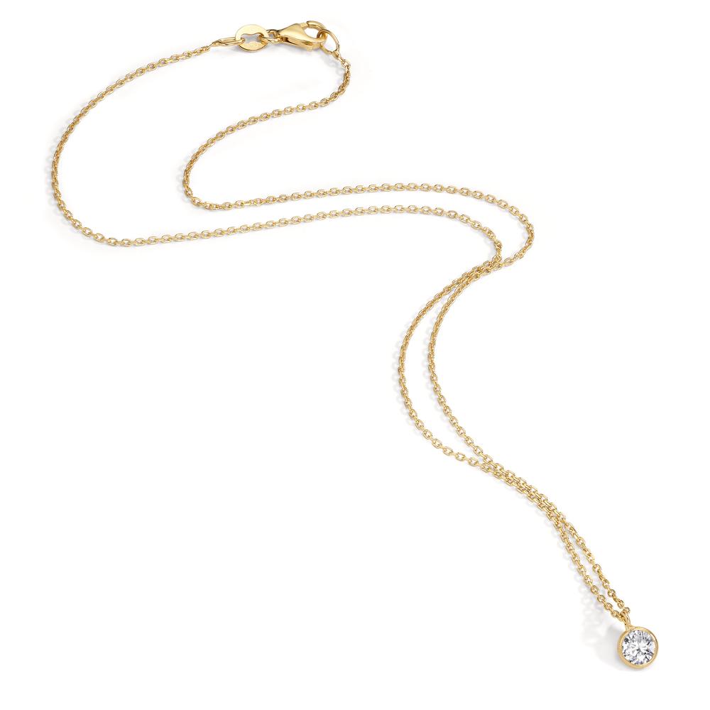 Collier Sølv Zirconia 5.5 mm gul forgyldt 38 cm