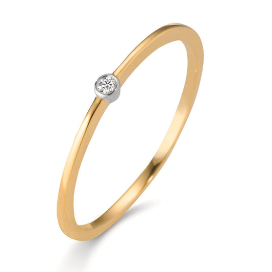 Indsæt ring 750/18K guld Diamond Lab dyrket 0.01 ct tofarvet