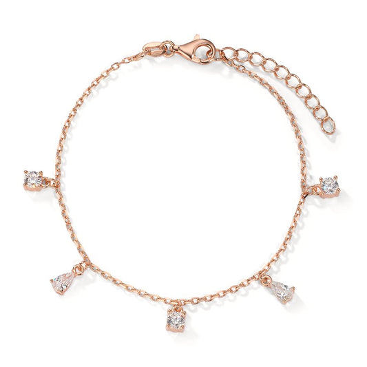 Armbånd Sølv Zirconia 5 Sten rose forgyldt 16-19 cm