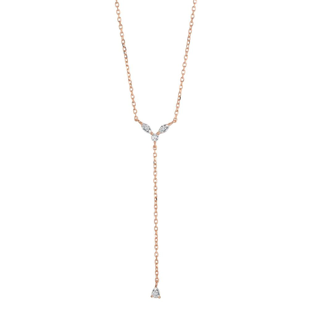 Collier Sølv Zirconia 4 Sten rose forgyldt 40-45 cm