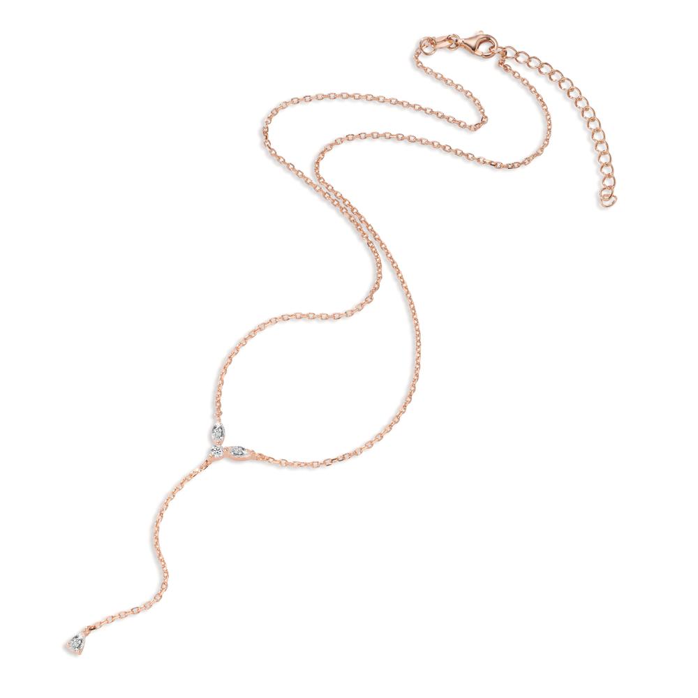 Collier Sølv Zirconia 4 Sten rose forgyldt 40-45 cm