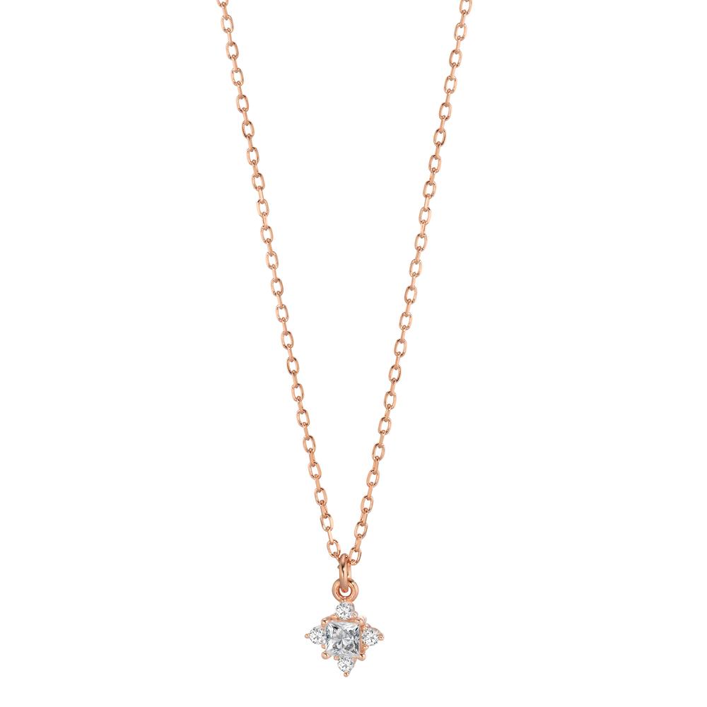 Collier Sølv Zirconia 5 Sten rose forgyldt 40-45 cm