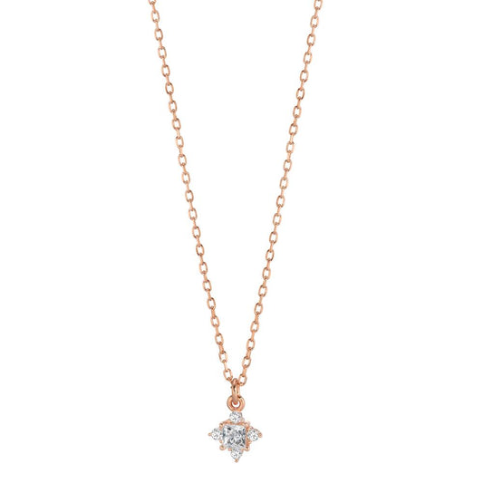 Collier Sølv Zirconia 5 Sten rose forgyldt 40-45 cm