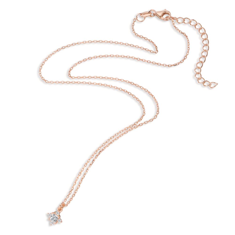 Collier Sølv Zirconia 5 Sten rose forgyldt 40-45 cm